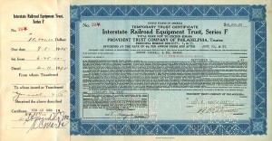 Interstate Railroad Equipment Trust, Series F - $10,000 Bond